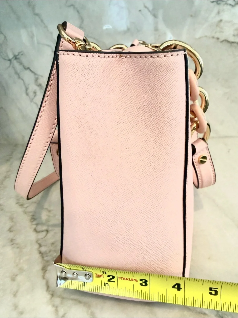 Michael Kors Blush Pink Saffiano Leather Satchel with Gold Hardware